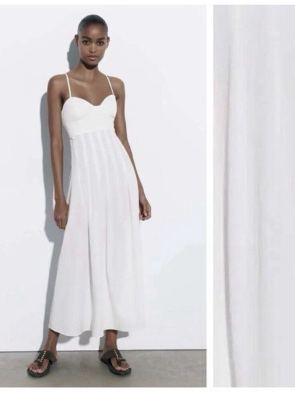 ZARA White Bustier Maxi Dress Euro Summer Cottagecore Dress M